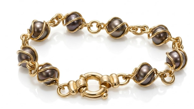 Chocolate Freshwater Pearl Wire Cage Bracelet