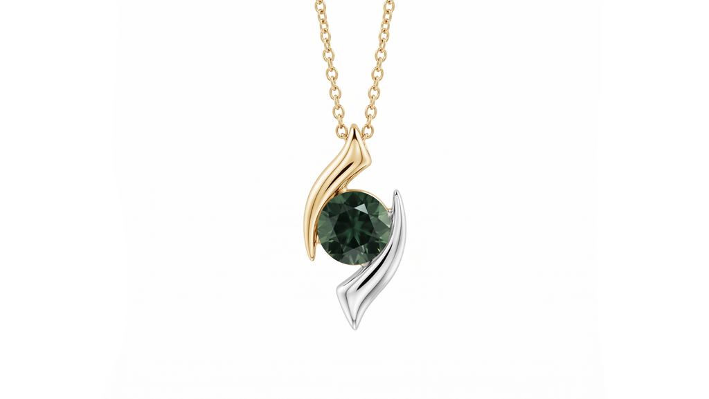 Yellow Gold & Platinum Green Sapphire Pendant