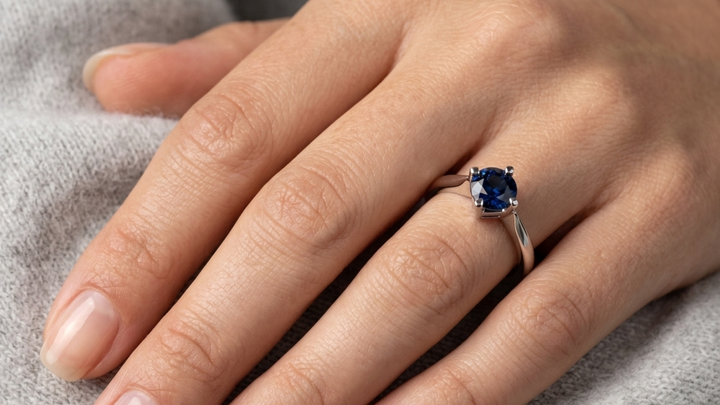 0.89ct Dark Blue Sapphire Ring