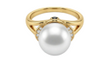 White Freshwater Pearl & Diamond Ring