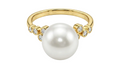 White Freshwater Pearl & Diamond Ring