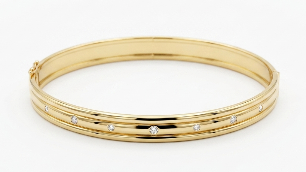 Yellow Gold Bangle with 0.20ct of Diamonds