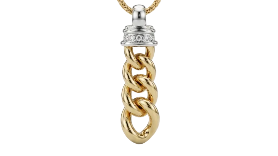 Link Pendant with 0.05ct Natural Diamonds