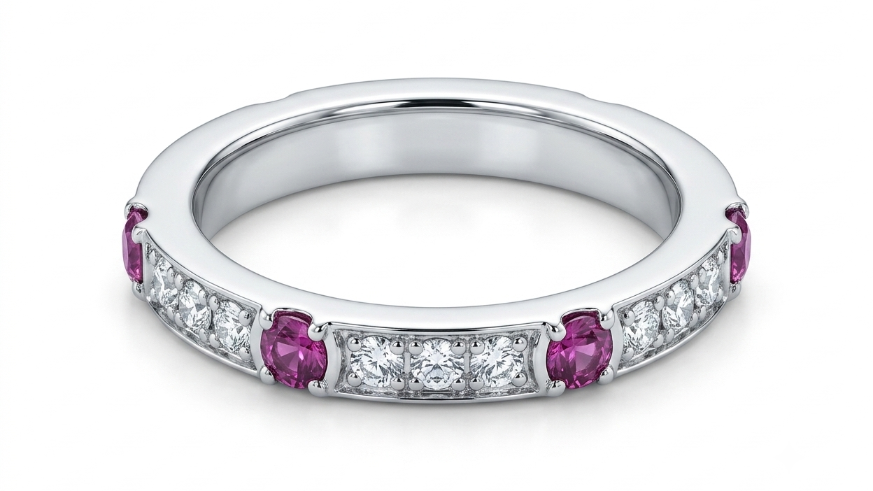 Natural Pink Sapphire & Diamond Ring