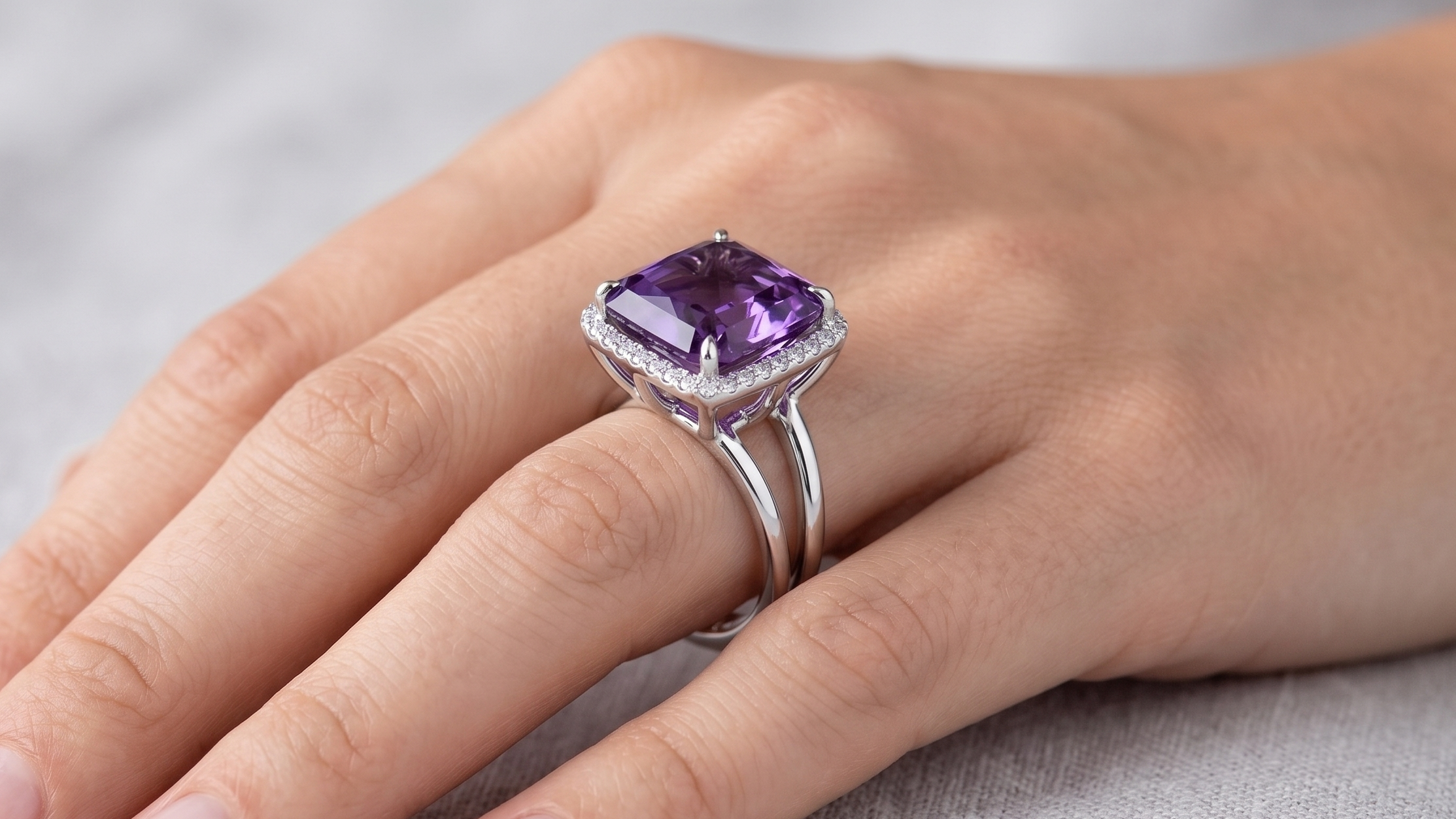 7.56ct Amethyst & Diamond Ring