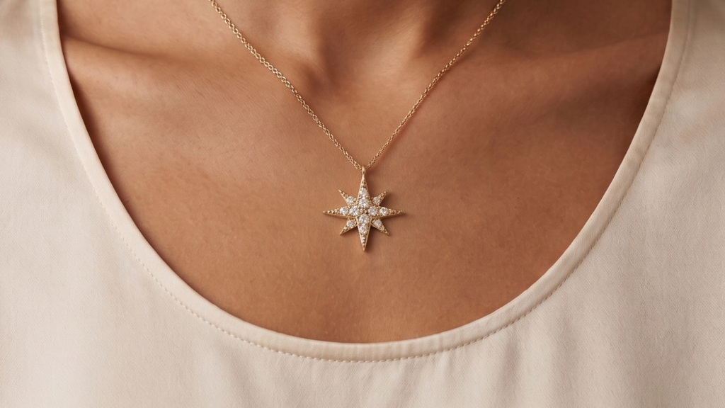 0.20ct Diamond Star Pendant in Yellow Gold