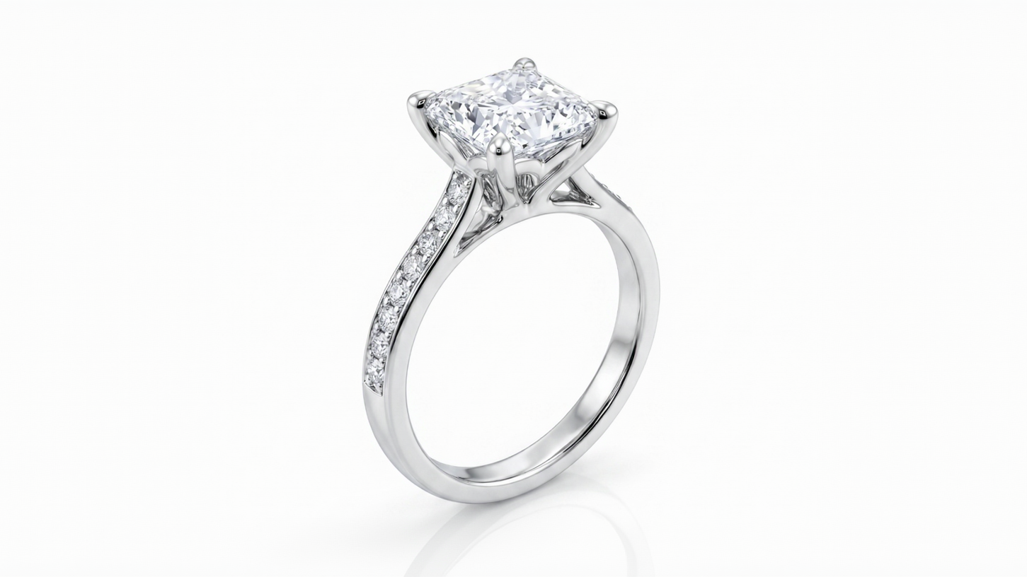 3.07ct Princess Cut Lab Diamond Ring
