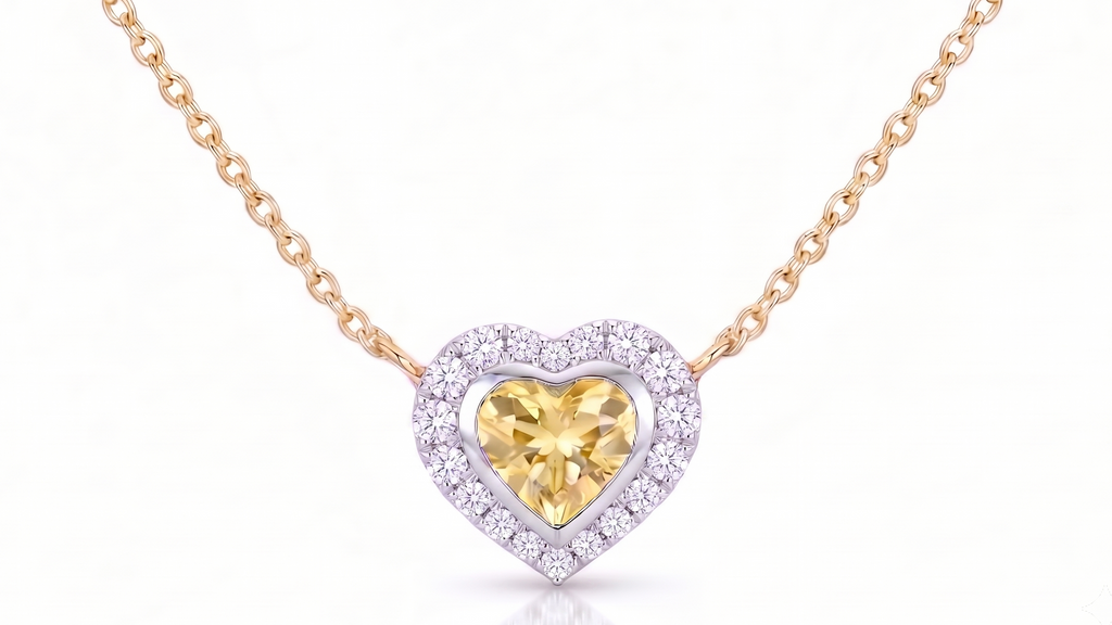 1.02ct Yellow Sapphire Heart Pendant with Diamonds
