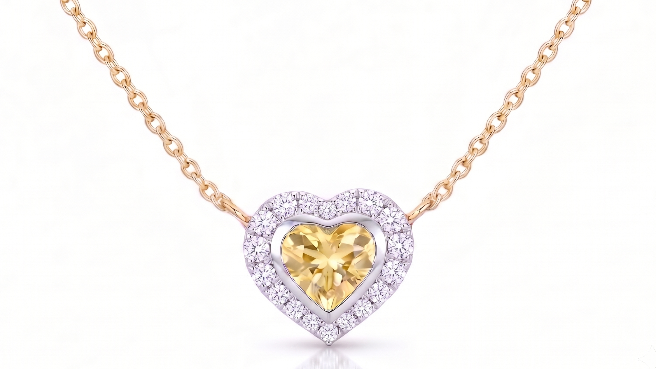 1.02ct Yellow Sapphire Heart Pendant with Diamonds