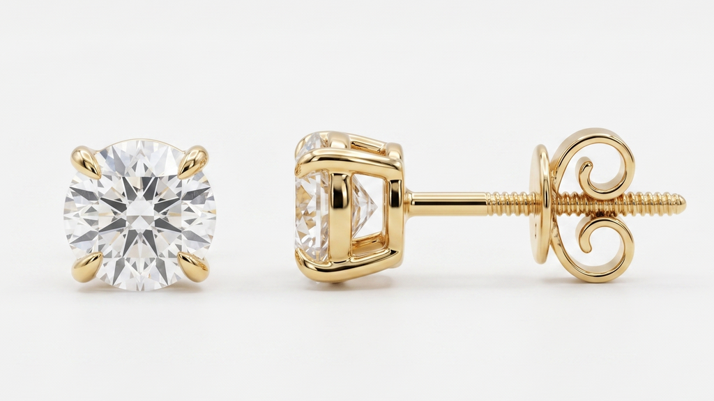 2.14ct Lab Diamond Earrings in Yellow Gold