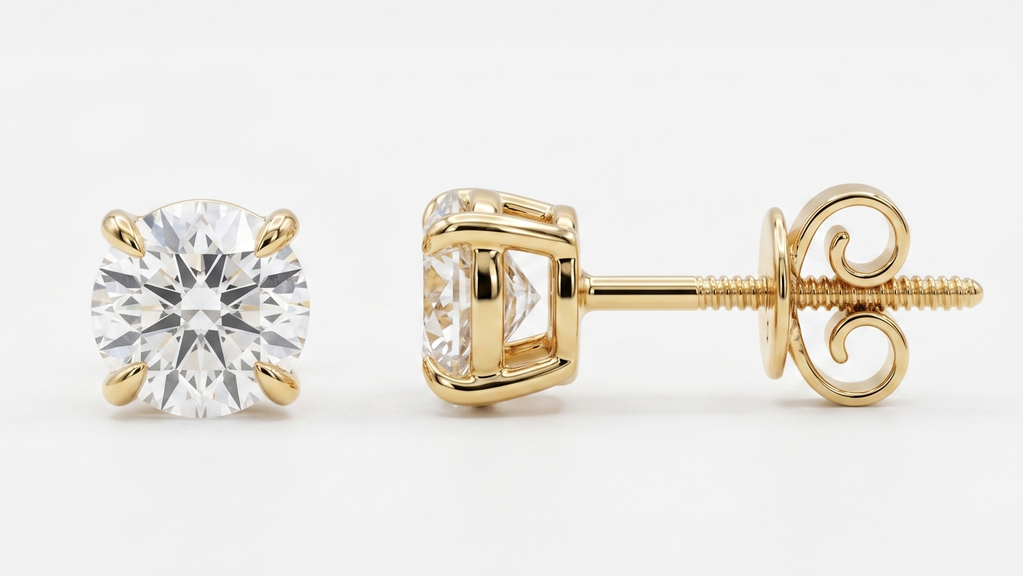 2.14ct Lab Diamond Earrings in Yellow Gold