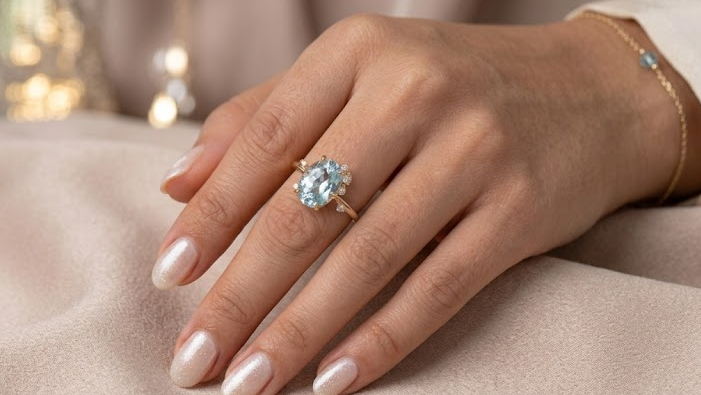 1.18ct Aquamarine & Diamond Ring