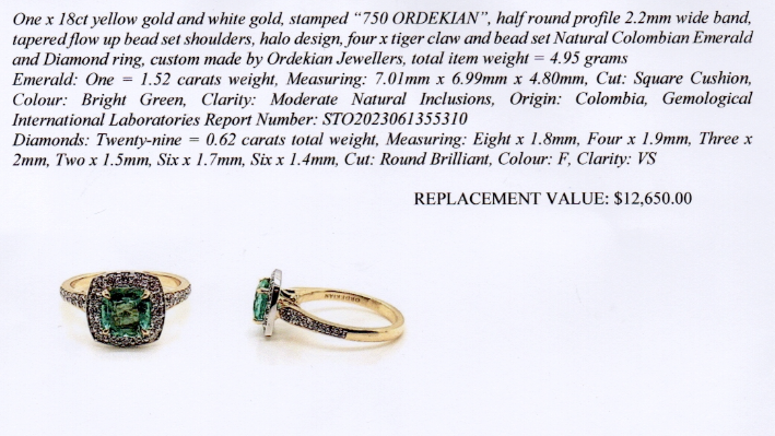 1.52ct Emerald & Diamond Ring