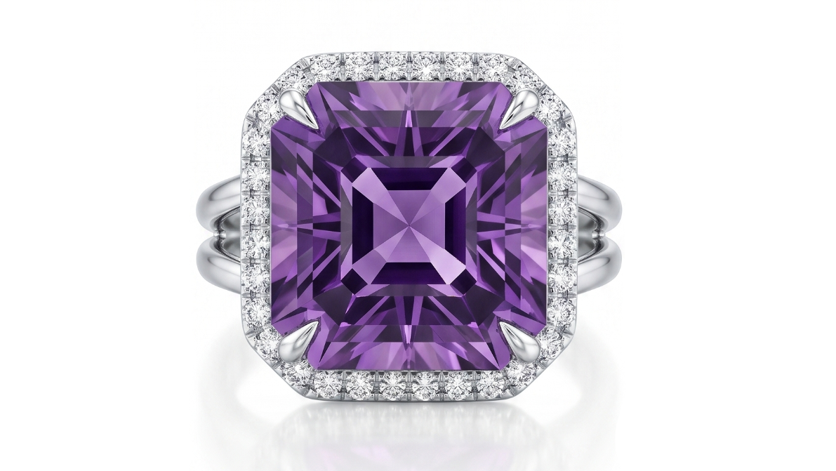 7.56ct Amethyst & Diamond Ring