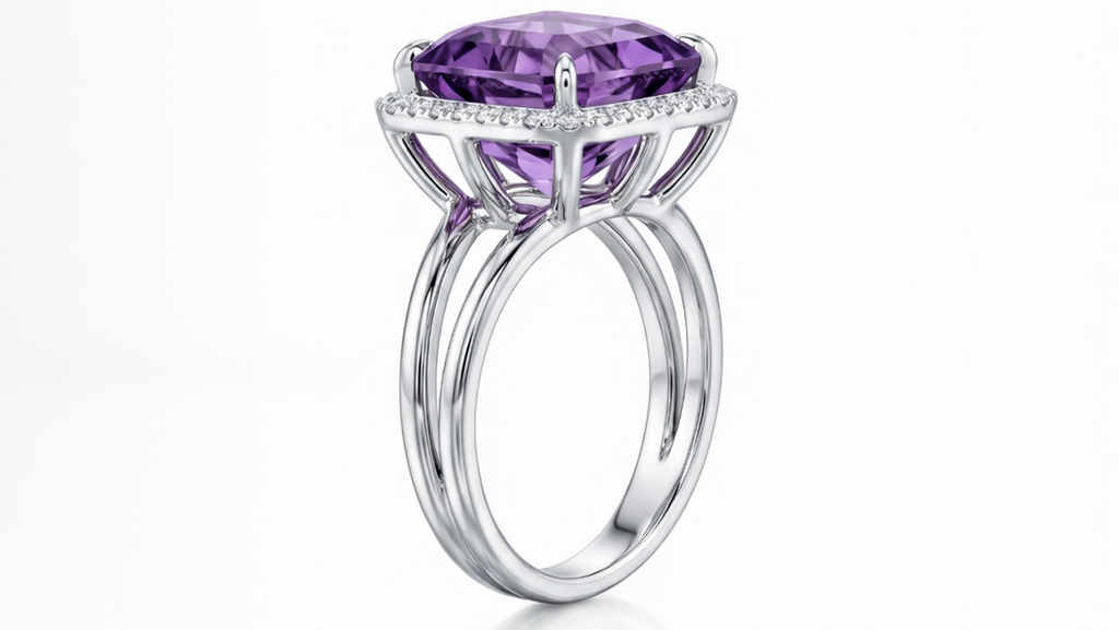 7.56ct Amethyst & Diamond Ring