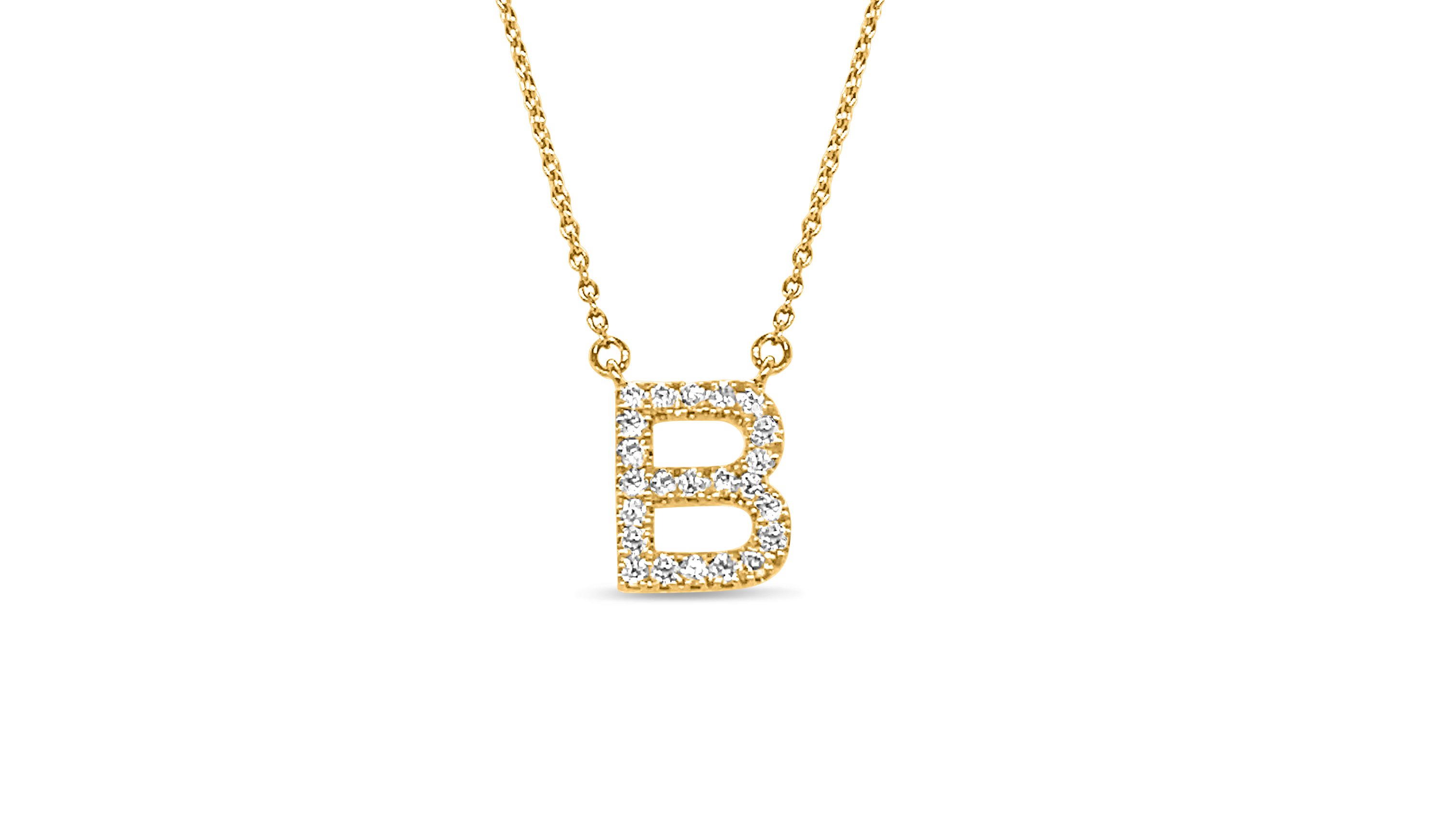 9ct Yellow Gold Initial Pendant with Lab Diamonds