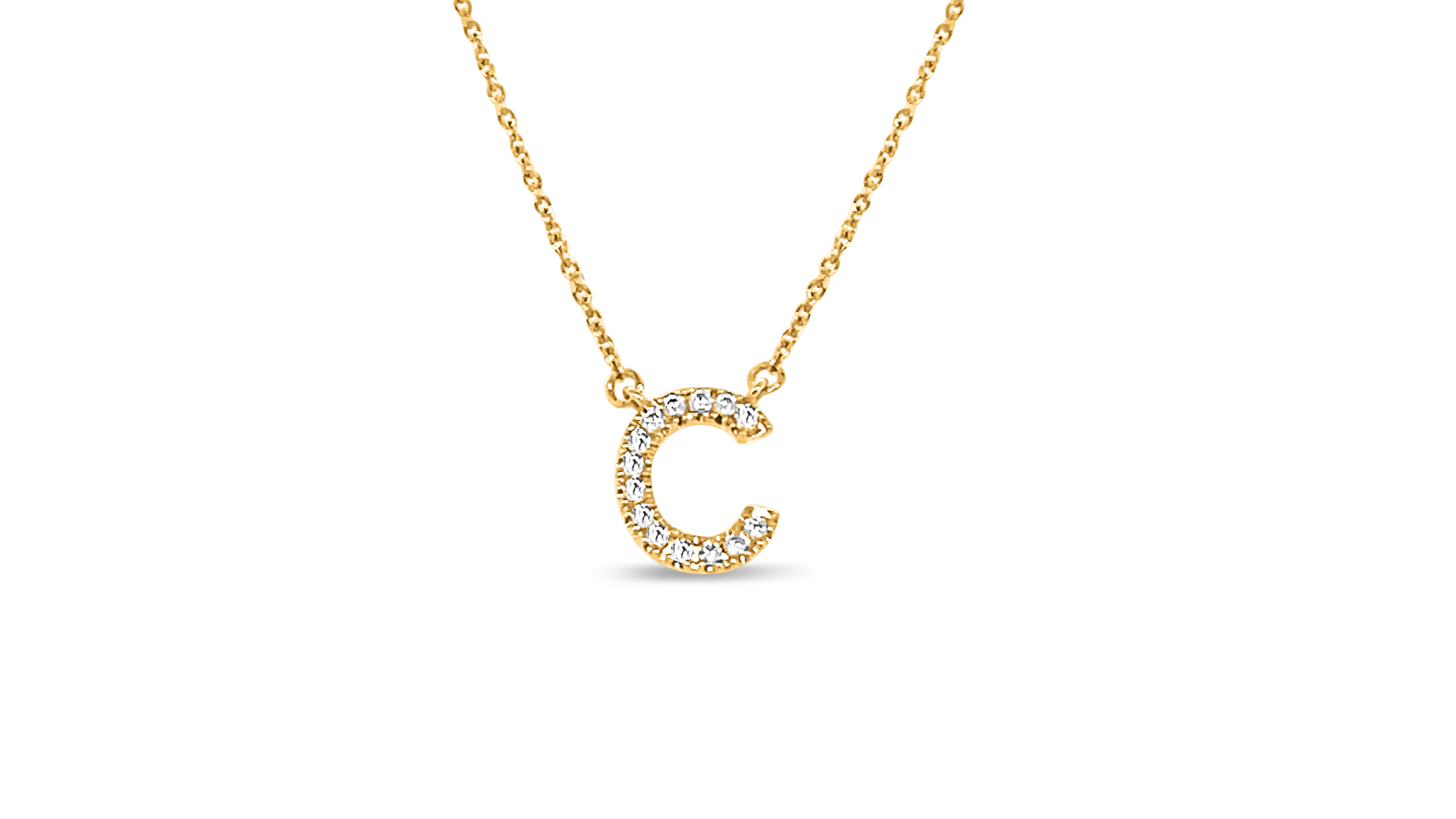 9ct Yellow Gold Initial Pendant with Lab Diamonds