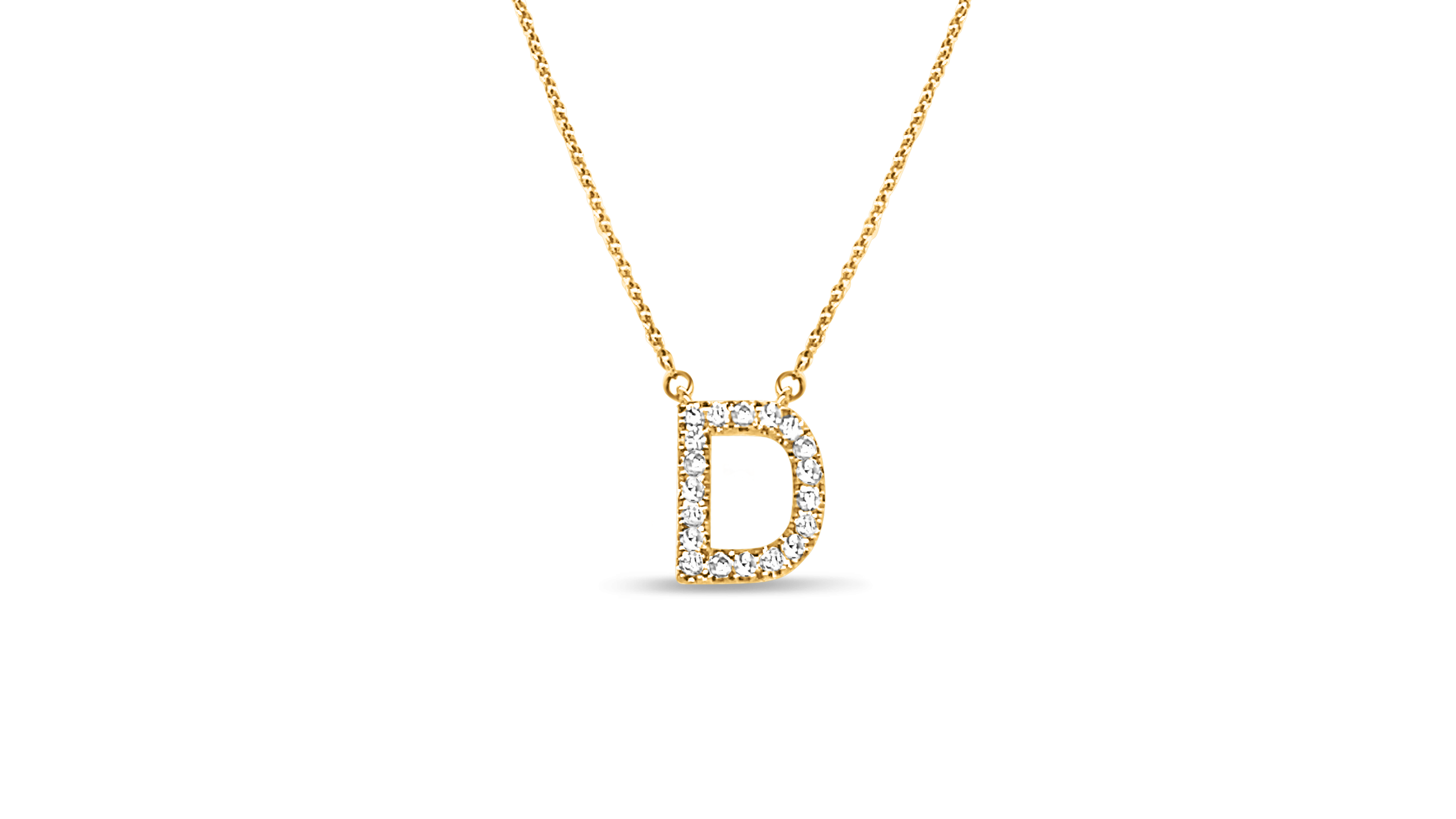 9ct Yellow Gold Initial Pendant with Lab Diamonds