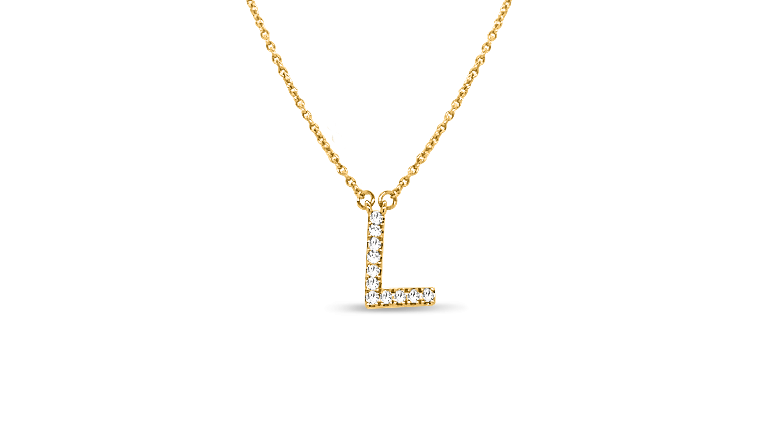 9ct Yellow Gold Initial Pendant with Lab Diamonds